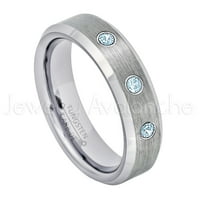 Дамски скосен волфрамов пръстен - 0,21ctw Topaz 3 -каменна лента - Персонализиран волфрам сватбен пръстен - Персонализиран ноември Роден камък пръстен TN038BS