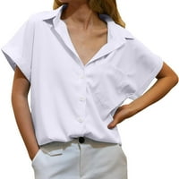 gyujnb дамски ризи ежедневни летни копчета с къс ръкав надолу ризи за жени v шия солиден цвят женски бутон надолу риза летни върхове меки течащи работи блузи за жени бизнес ежедневни