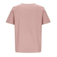 Файзена риза за жени летни върхове с къс ръкав блузи редовно прилепнали тениски пуловер тениски върхове графични тениски тениски екипаж на шията небрежни блузи бутон нагоре бутон надолу тениски розово s