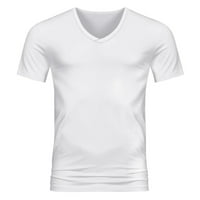 Мъжки Ризи Мъжки В Врата Тениска Мода Ежедневни Бързо Суха Дишаща Пот Мокрене С Къс Ръкав Топ Бяло