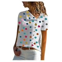 Тениски за Forestyashe за жени ежедневни върхове с къс ръкав отпечатани тениска с блуза с v-образно деколте