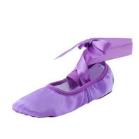 Quealent Little Kid Girls Shoes Size Обувки момичета Деца танцови обувки каишка балетни обувки пръсти на закрито йога тренировки малко дете светли обувки момичета лилаво 12
