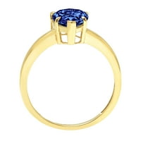 1,5ct круша изрязване на синьо симулиран танзанит 18k жълто злато годишнина годежен пръстен размер 7