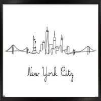 Skyline на линейния арт - плакат за стена в Ню Йорк, 14.725 22.375