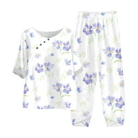 Лизечин млади дамски ризи мода цвете печат къс ръкав памук бельо ежедневни хлабав Топ панталони в клирънс