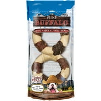 Pure Buffalo 3 -4 Buffalo Jerky Wrapped Rawhide Donuts 2pkg-