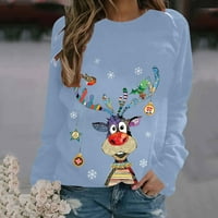 Kiplyki Wholesale Christmas жени Моден моден дълъг ръкав Коледна печат Суичър Топс блуза блуза