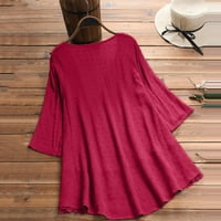 Жена на Cathalem губи риза жени реколта три четвърт дантела v шия плюс размер топ тениска блуза спанде тениски риза риза червен x-голям