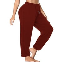Дамски панталони с висока талия удобни Шнур йога Салон панталони хлабав тичане тренировка панталони с джобове