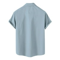 Какомарк ПИ Мъжки върхове къси ръкави клирънс мъже Печатни модел Случайни Ревера риза блуза синьо