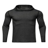 Лека тренировка спортни ризи за мъже Дълъг ръкав бързо сухи мускулни качулки стреч Открит Туризъм Пуловер ризи