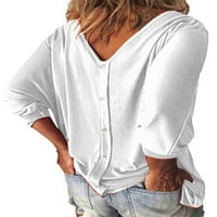 Женски дълъг ръкав плюс размер торбичка тениска небрежна дълга твърди върхове блуза блуза