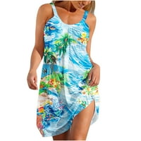 Женски ежедневни летни тениски рокли спагети каишка без ръкави с висока талия плаж къси слънчеви рокли