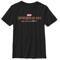 Момче Marvel Spider-Man: Далеч от домашното класическо лого графичен тройник черно голям