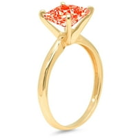 1кт принцеса нарязани червено симулирани диамант 18К жълто злато годишнина годежен пръстен размер 10.75