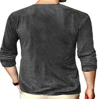 Юди мъже тениска Хенли врата мода тениски Дълъг ръкав ежедневно носене блуза плътен цвят спорт Тъмно сиво 3ХЛ