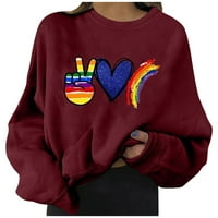 Ауфмер Дамски Тениски клирънс многоцветен печат дълъг ръкав кръг врата капка рамото пуловери за жени мода случайни Пуловер