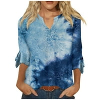 Клирънс！ tofotl жени върши модни печатни ризи ръкав v-образно деколте ежедневно пуловер блузи синьо xxxl