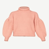 Безплатен монтаж Дамски пуловер за врата с нагънати рамене
