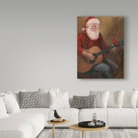 Изобразително изкуство 'Дядо Коледа с китара' платно изкуство от Мери Милър Веази