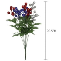 Подпори 21 Червено Сребристо Синьо Смесен Блясък Плодове Буш-Летни Флорални Изкуствени Цветя