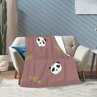 Кафяво одеяло за хвърляне на бамбук Panda, супер меко антилинг фланелен одеял, 50 x40