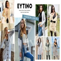 Eytino дамски жилетки с дълъг ръкав отворен фронт пуловер бутон надолу с палто с джоб