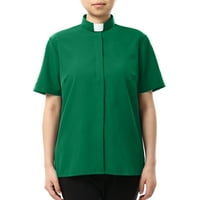 Дамски духовенство Подвижна риза Раздел Раздел Флара за женско духовенски риза Раздел с яка с къс ръкав памук, смесена разтегателна блуза