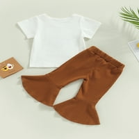 Wybzd Baby Girls Summer Clothing Toleting Комплекти с къс ръкав Тениска за печат на цветя + Пластени панталони Тоалет за малко дете бяло 2- години
