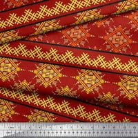 Soimoi Crepe Silk Fabric Artistic Geometric Print Sheing Fabric Wide Yard