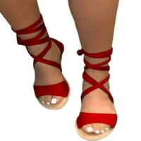 Fangasis дамски дами плоски клин espadrille дантелени връзки сандали платформа летни обувки