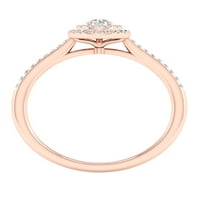 Имперски диамантен пръстен с двойно ореол в 10к Розово злато
