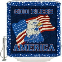 Душ завеса с куки американски флаг звезда фойерверк 4 юли завеса за душ за баня САЩ синьо бял орел водоустойчив полиестер баня завеса за Деня на независимостта