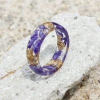 mnjin ръчно изработен истински цветна смола пръстен Цветна смола пръстен мастило лилав смола пръстен Коледно пръстен за жени размер лилаво 6