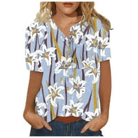 Женски тениски v Врат къси ръкави за къси ръкави за жени с къси ръкави, облечени ежедневни летни графични флорални модни ризи на печат, лилаво, xl, бельо
