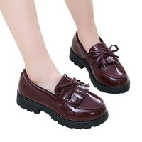 Момичета плъзгане на кожен лофер за пискюл за баут в училищни обувки за момичета малко дете обувки за момче допълнително широки бебешки обувки с размер 5
