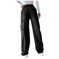 Дамски товарни панталони дамски ежедневни панталони каубойски джоб прав цилиндър Гащеризони Плътен цвят на клирънс