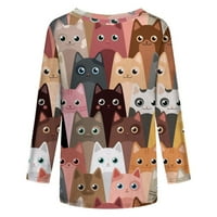 Дамски върхове облечени ежедневни летни ръкави котки ризи за жени модерни сладък модел графичен екипаж тениски блузи за жени плюс туника