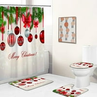 Весела Коледа отпечатани душ завеси за баня завеса за снежинка фестивал декор тоалетна капак на капака мат