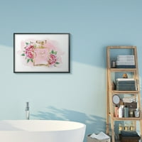 Аманда Грийнууд Сладък Розови Флорални Мотиви Пръски Боя Мода Бутилка Рамка Живопис Изкуство Отпечатъци