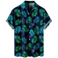 Wefuesd мъжки ризи Лятна модна цветя и Gr печат 3d цифров печат Небрежен хлабав креативна риза с къси ръкави Хавайска риза за мъже мента Зелена XXS