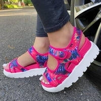 Дебело дъно летни сандали жени отворени пръсти за кука Pu кожа, които неплъзняват спортни сандали, твърди цветове Нови горещи розови размери 6.5