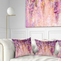 Дизайнарт розови и виолетови цветя акварел - флорална възглавница - 18х18