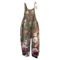Гащеризони за жени рокля мода Дамски етнически стил отпечатани студено рамо тиранти панталони Ками гащеризон Червен ххл