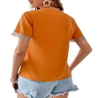 Eyicmarn женски v Врат дантелена плетене на една кука туника върхове разцъфнали ежедневни блузи ризи