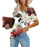 Дамски блузи и върхове облечени върхове Графични ежедневни къси ръкави v Вратни тренировки ризи за жени ежедневни върхове за жени летни върхове за жени плаж класни