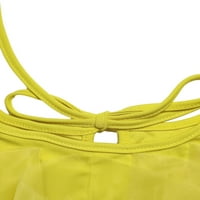Sunisery Women Solid Color Crop Tops Слоеви ръбове венчелистчета екипаж на шията без ръкави Шифонни ризи Лятна ежедневна мода Кратки върхове