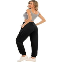 Дамски йога панталони хлабав тренировка бегачи панталони удобни Шнур Салон панталони с джобове