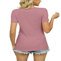 Увиване на дами тениска солидна тениска на тениска ежедневни летни върхове жени тънък приготен купон тий розов s