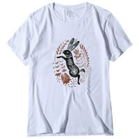 Apepal Womens Short Loweve Crewneck ризи свободни ежедневни плътни цветни тениски тениска бяла 2xl